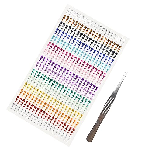 900 Stück Strass-Aufkleber mit Pinzette, 3 mm, 4 mm, 5 mm, bunte, selbstklebende Strasssteine, runde Kristall-Edelsteine, Blatt für DIY-Handwerk, Dekoration, Strasssteine für Make-up, Strasssteine, 900 Stück Strass-Aufkleber mit Pinzette, 3 mm, 4 mm, 5 mm, bunte, selbstklebende Strasssteine, runde Kristall-Edelsteine, Blatt für DIY-Handwerk, Dekoration, Strasssteine für Make-up, Strasssteine, von HXMJIED