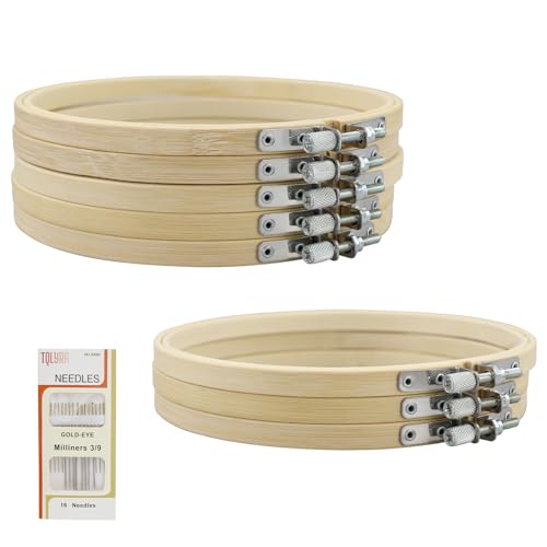 HXMJIED 8 Stück 15,2 cm Mini-Bambus-Kreis, Stickrahmen, Kreuzstich-Ring für Bastelarbeiten, praktisches Nähen von HXMJIED