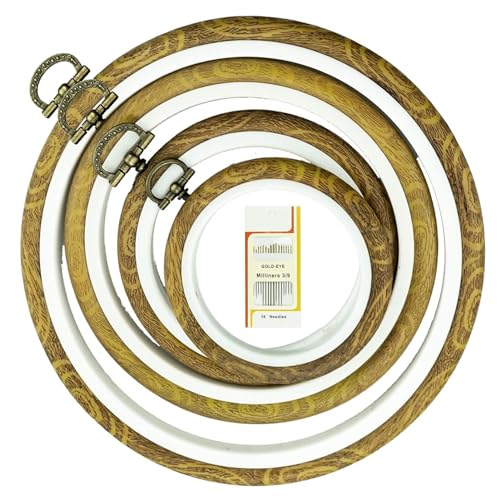 Stickrahmen-Set aus Kunstholz, rund, Kunststoff, Kreis, Kreuzstich, Kreis, Ringe für DIY, Handwerk, Nähen, inklusive 16 goldfarbenen Nähnadeln Stickrahmen-Set aus Kunstholz, rund, Kunststoff, Kreis, Kreuzstich, Kreis, Ringe für DIY, Handwerk, Nähen, inklusive 16 goldfarbenen Nähnadeln von HXMJIED
