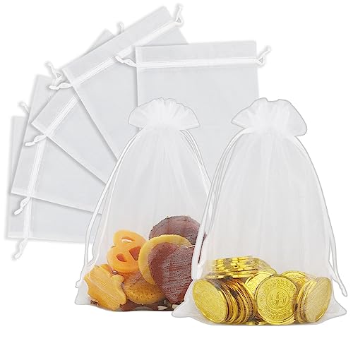 Weiße Organza-Geschenkbeutel, 13 x 18 cm, Gaze-Beutel mit Kordelzug, Schmuckbeutel mit Kordelzug, Netzstoff, für Hochzeit, Party, Geschenkbeutel, mittelgroß, klein, Süßigkeitenbeutel, 20 Stück Weiße Organza-Geschenkbeutel, 13 x 18 cm, Gaze-Beutel mit Kordelzug, Schmuckbeutel mit Kordelzug, Netzstoff, für Hochzeit, Party, Geschenkbeutel, mittelgroß, klein, Süßigkeitenbeutel, 20 Stück von HXMJIED