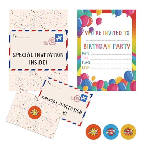 18 Stück / Set Geburtstagseinladungen Karten Geburtstag Party Einladungen mit Aufklebern für Geburtstagsfeier Spiel von HXNH