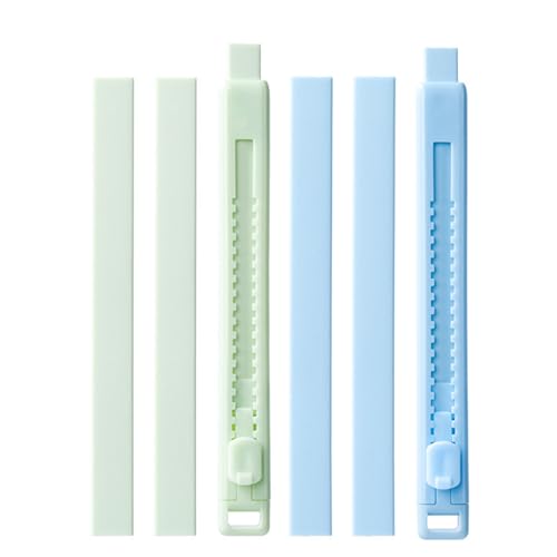 2 x einziehbare Radiergummis mit 4 Nachfüllpackungen, nachfüllbare Push-Pull-Radiergummis für Kinder, Studenten, Schreiben, Zeichnen, Zeichnen, Radiergummi von HXNH