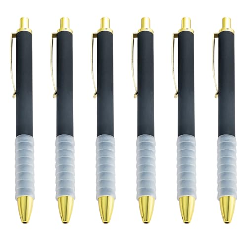 6 Stück einziehbare schwarze Kugelschreiber, Schreibstifte, einfacher Signierstift, Schulbedarf für Studenten, Journaling, Notizen, Kunstprojekte von HXNH