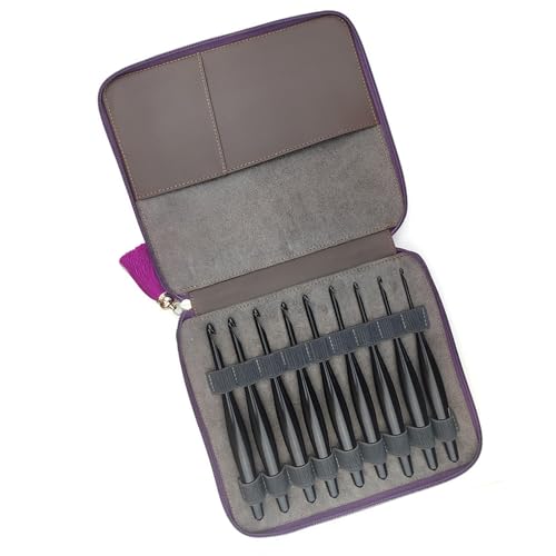 9-teiliges Aluminium-Häkelnadel-Set, ergonomischer Griff, Häkelnadel, Strickwerkzeug-Set, 3,5 mm - 8,0 mm, professionelle Häkelnadel 9-teiliges Aluminium-Häkelnadel-Set, ergonomischer Griff, Häkelnadel, Strickwerkzeug-Set, 3,5 mm - 8,0 mm, professionelle Häkelnadel von HXNH