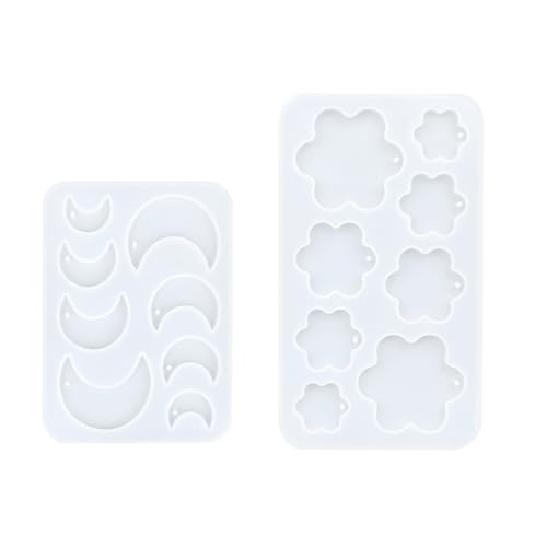 Flexibler Silikon-Anhänger mit Blumen- und Mond-Design, ideal für Handarbeit, Kunstharz, Schmuckherstellung, flexibles Silikon für Ohrring-Anhänger Flexibler Silikon-Anhänger mit Blumen- und Mond-Design, ideal für Handarbeit, Kunstharz, Schmuckherstellung, flexibles Silikon für Ohrring-Anhänger von HXNH