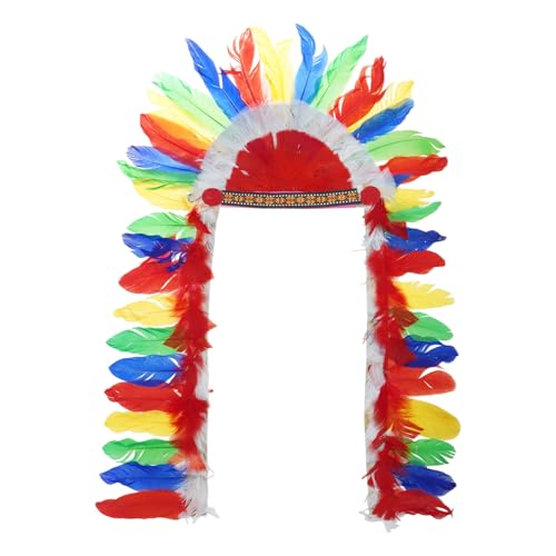 HXNH Ethnischer Feder-Kopfschmuck, bunt, gefiedert, Halloween-Kostüm, Zubehör, geeignet für die meisten Kinder und Erwachsene, Kopfschmuck für Herren HXNH Ethnischer Feder-Kopfschmuck, bunt, gefiedert, Halloween-Kostüm, Zubehör, geeignet für die meisten Kinder und Erwachsene, Kopfschmuck für Herren von HXNH