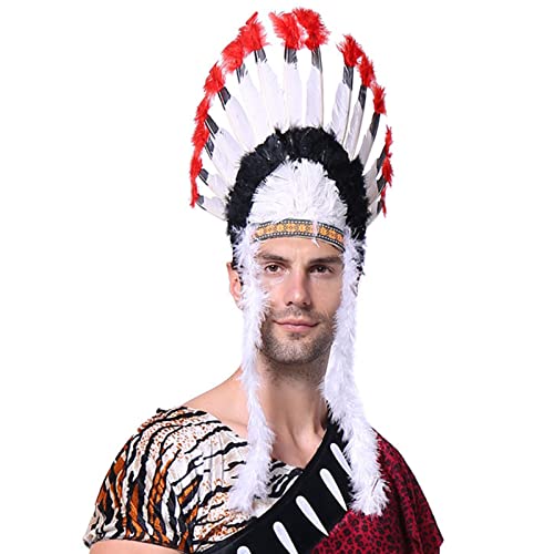 HXNH Ethnischer Feder-Kopfschmuck, bunt, gefiedert, Halloween-Kostüm, Zubehör, geeignet für die meisten Kinder und Erwachsene, Kopfschmuck für Herren HXNH Ethnischer Feder-Kopfschmuck, bunt, gefiedert, Halloween-Kostüm, Zubehör, geeignet für die meisten Kinder und Erwachsene, Kopfschmuck für Herren von HXNH