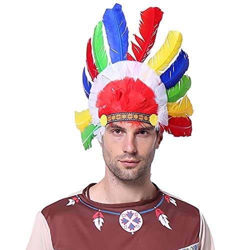 HXNH Ethnischer Feder-Kopfschmuck, bunt, gefiedert, Halloween-Kostüm, Zubehör, geeignet für die meisten Kinder und Erwachsene, Kopfschmuck für Herren HXNH Ethnischer Feder-Kopfschmuck, bunt, gefiedert, Halloween-Kostüm, Zubehör, geeignet für die meisten Kinder und Erwachsene, Kopfschmuck für Herren von HXNH