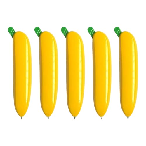 HXNH Realistischer Kugelschreiber in Bananenform, einziehbar, glatt zu schreiben, Strumpffüller für Schüler, Schreiben, Notizen, 5 Stück HXNH Realistischer Kugelschreiber in Bananenform, einziehbar, glatt zu schreiben, Strumpffüller für Schüler, Schreiben, Notizen, 5 Stück von HXNH