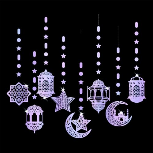HXNH Set mit 8 Acryl-Anhängern, Set für Innen- und Außendekoration, Ornamente, Acryl, Eid-Dekorationen HXNH Set mit 8 Acryl-Anhängern, Set für Innen- und Außendekoration, Ornamente, Acryl, Eid-Dekorationen von HXNH