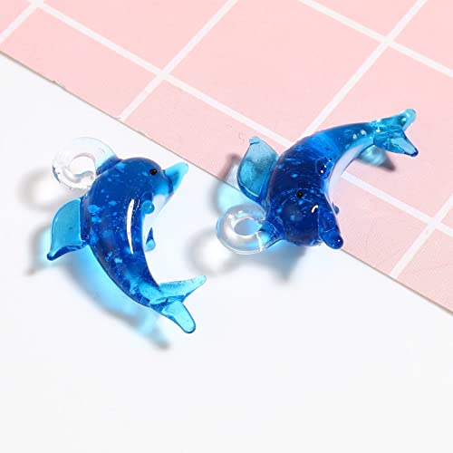 2 Stück Mode Murano Glas Ozean Schmuck Perlen Delphin Tier Blau Lose Perlen DIY Herstellung Armbänder Schmuck ca. 4 mm x 2,8 mm, von HXSCOO