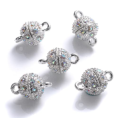 HXSCOO 5 Paar/3 Paar runder Magnet verbundener Verschluss Perlen Strass Charms Anhänger DIY Paar Magnetschnalle for Schmuckarmband 14/16 mm (Color : 5 Pair 1, Size : 14x8mm) von HXSCOO