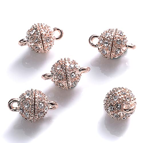HXSCOO 5 Paar/3 Paar runder Magnet verbundener Verschluss Perlen Strass Charms Anhänger DIY Paar Magnetschnalle for Schmuckarmband 14/16 mm (Color : 5 Pair 3, Size : 14x8mm) von HXSCOO