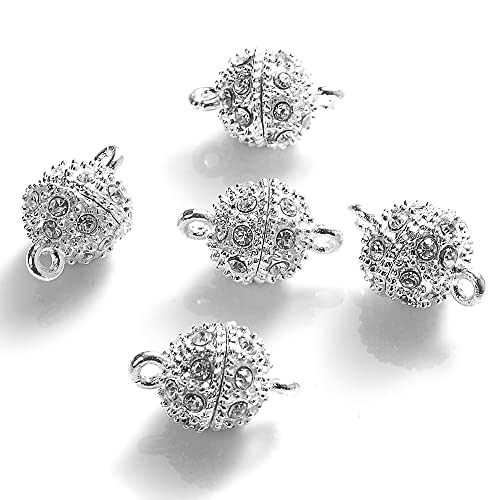 HXSCOO 5 Paar/3 Paar runder Magnet verbundener Verschluss Perlen Strass Charms Anhänger DIY Paar Magnetschnalle for Schmuckarmband 14/16 mm (Color : 5 Pair 7, Size : 16x10mm) von HXSCOO