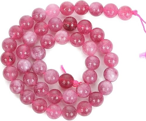 HXSCOO 8 mm Natursteinperlen rund glatt rosa Turmalin Steinperlen for die Schmuckherstellung DIY Charm Armband Halskette handgefertigt von HXSCOO