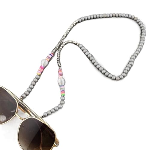 HXSCOO Boho-Holzperlen-Brillenketten mit silberner Kugel, Metall-Sonnenbrillen-Lesebrillenkette, Brillenschnurhalter, Halsband, Seil (Color : 7, Size : One Size) von HXSCOO