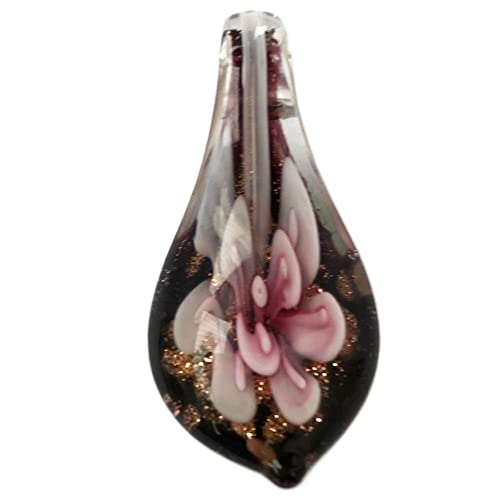 HXSCOO Modeschmuck 18x33mm Lampwork Glas Blume Anhänger Perle (Color : Purple C7402) von HXSCOO