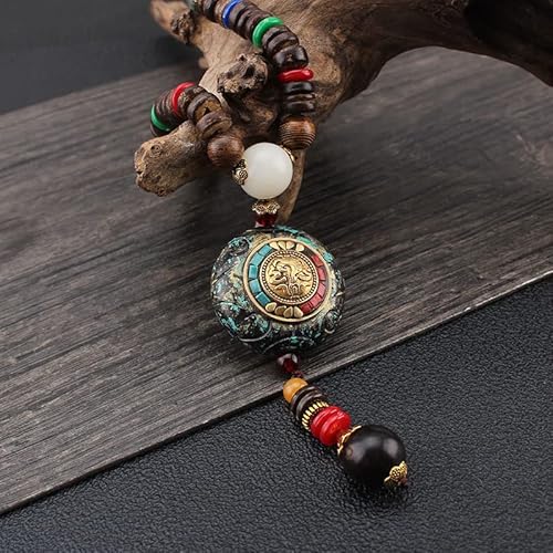 Vintage Nepal Lange buddhistische Mala Holzperlen Anhänger & Halskette Ethno Bohemian Boho Buddha Glücksschmuck for Damen Herren (Color : 2) von HXSCOO