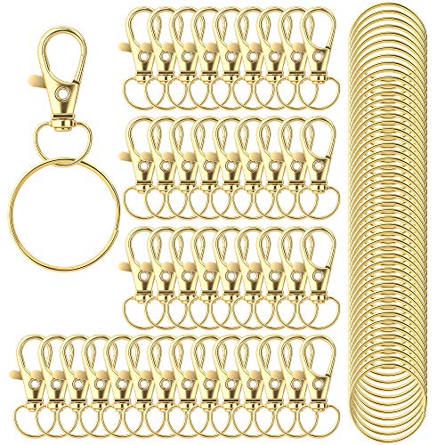 100 Stück Schlüsselanhängerhaken mit Schlüsselringen, Metall-Dreh-Karabinerverschlüsse, für Schlüsselanhänger, Clip, Schlüsselbänder, Schmuckherstellung 100 Stück Schlüsselanhängerhaken mit Schlüsselringen, Metall-Dreh-Karabinerverschlüsse, für Schlüsselanhänger, Clip, Schlüsselbänder, Schmuckherstellung von HXSEMAYIG
