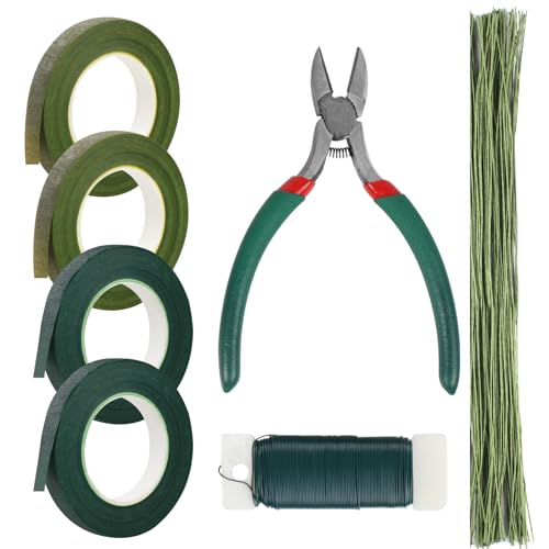 Blumenband und Blumendraht, Arrangement-Werkzeug-Set, grünes Blumenband und Blumendraht, Anstecknadel für Blumenstrauß, Stiel, Floristen, Kranzherstellung Blumenband und Blumendraht, Arrangement-Werkzeug-Set, grünes Blumenband und Blumendraht, Anstecknadel für Blumenstrauß, Stiel, Floristen, Kranzherstellung von HXSEMAYIG
