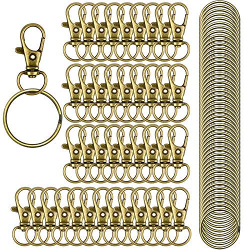 HXSEMAYIG 100 Stück Schlüsselanhänger-Haken mit Schlüsselringen, drehbare Karabinerverschlüsse aus Metall, für Schlüsselanhänger, Schlüsselband, Schmuckherstellung, Handwerk (grüne Bronze) von HXSEMAYIG