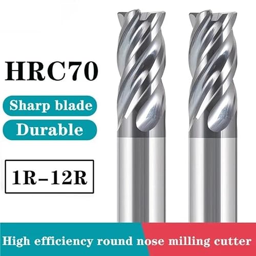 1 Stück HRC70 4-Flöten-Hartlegierung aus Wolframstahl mit schwarzer Nanobeschichtung, runder Schaftfräser, CNC-mechanischer Schaftfräser mit runder Nase(2R0.2x60x4Dx50L) von HXSMOZ