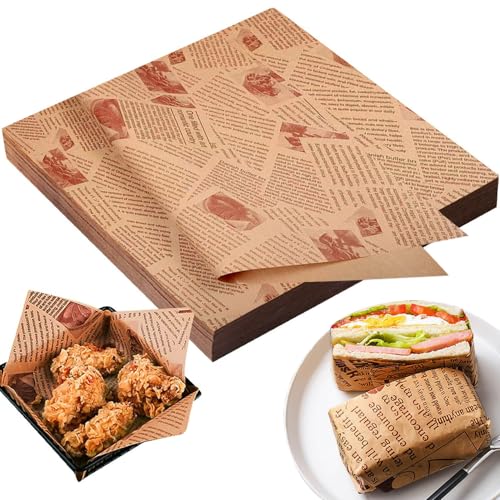 Fettdichtes Papierbögen, lebensmittelechtes Geschenkpapier, umweltfreundlich, öldicht, für Lebensmittel, Burgerpapier, Backpapier, für Burger, Brot, Sandwich, 38 x 25 cm, 100 Stück Fettdichtes Papierbögen, lebensmittelechtes Geschenkpapier, umweltfreundlich, öldicht, für Lebensmittel, Burgerpapier, Backpapier, für Burger, Brot, Sandwich, 38 x 25 cm, 100 Stück von HXSYKJDM