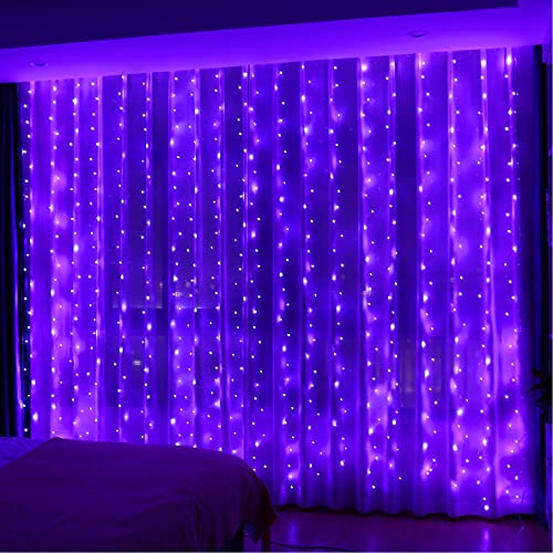 HXWEIYE 300LED Lila Lichtervorhang, 3mx3m Lichterkettenvorhang USB 8 Modi LED Lichterkette mit 12 Haken Fernbedienung Timer verstellbare Helligkeit für Weihnachten Party Innen und außen Deko HXWEIYE 300LED Lila Lichtervorhang, 3mx3m Lichterkettenvorhang USB 8 Modi LED Lichterkette mit 12 Haken Fernbedienung Timer verstellbare Helligkeit für Weihnachten Party Innen und außen Deko von HXWEIYE