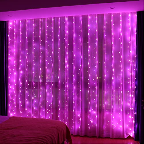 HXWEIYE 300LED Rosa Lichtervorhang, 3mx3m Lichterkettenvorhang USB 8 Modi LED Lichterkette mit 12 Haken Fernbedienung Timer verstellbare Helligkeit für Weihnachten Party Innen und außen Deko HXWEIYE 300LED Rosa Lichtervorhang, 3mx3m Lichterkettenvorhang USB 8 Modi LED Lichterkette mit 12 Haken Fernbedienung Timer verstellbare Helligkeit für Weihnachten Party Innen und außen Deko von HXWEIYE