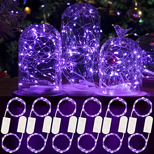 HXWEIYE 12 Stück Lila LED Lichterkette Batterie, 2M 20LEDs Mini Lichterketten Silber Kupferdraht Batteriebetrieb, LED Beleuchtung Batteriebetrieben Deko für Flasche Geburtstag Innen Außen Deko HXWEIYE 12 Stück Lila LED Lichterkette Batterie, 2M 20LEDs Mini Lichterketten Silber Kupferdraht Batteriebetrieb, LED Beleuchtung Batteriebetrieben Deko für Flasche Geburtstag Innen Außen Deko von HXWEIYE