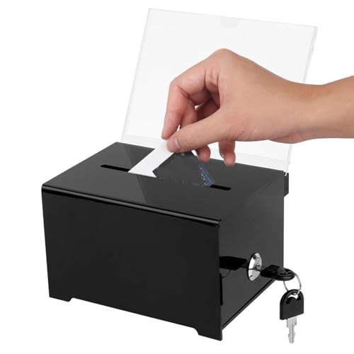 Acrylspendenbox, Spendenbox Abschließbar, Acrylspendenbox, mit Schwarzem Schlüssel, Empfohlene Box, Zum Sammeln von Kommentaren, Abstimmungen und Eintrittskarten, Schwarz Acrylspendenbox, Spendenbox Abschließbar, Acrylspendenbox, mit Schwarzem Schlüssel, Empfohlene Box, Zum Sammeln von Kommentaren, Abstimmungen und Eintrittskarten, Schwarz von HXXWEUS