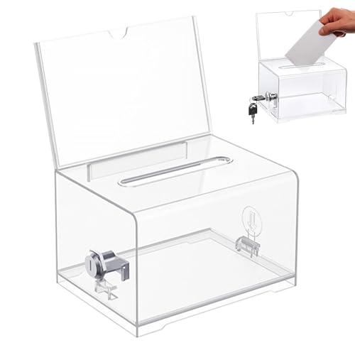 Acrylspendenbox, Spendenbox Abschließbar, Wahlurne Transparent mit Schlüssel Schloss, Spardose Transparent, Kommentarbox, zum Sammeln von Visitenkarten, Abstimmungen und Tickets Acrylspendenbox, Spendenbox Abschließbar, Wahlurne Transparent mit Schlüssel Schloss, Spardose Transparent, Kommentarbox, zum Sammeln von Visitenkarten, Abstimmungen und Tickets von HXXWEUS