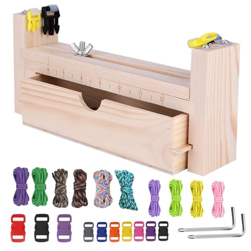 HXXWEUS Paracord Jig Armband Maker, DIY Strickarmband Jig, Armbandmacher Baukasten, Wristband Herstellen Kit, U Form Holzrahmen Armband Jig, Mit 10 Fallschirmschnüren Und 10 Schnallen Zum Flechte HXXWEUS Paracord Jig Armband Maker, DIY Strickarmband Jig, Armbandmacher Baukasten, Wristband Herstellen Kit, U Form Holzrahmen Armband Jig, Mit 10 Fallschirmschnüren Und 10 Schnallen Zum Flechte von HXXWEUS