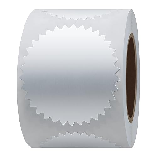 Hylabelest 5,1 cm runde Zertifikatsversiegelungs-Etiketten, Auszeichnungen, legale Prägeaufkleber, insgesamt 300 Aufkleber pro Rolle (Silber) von HYBSK