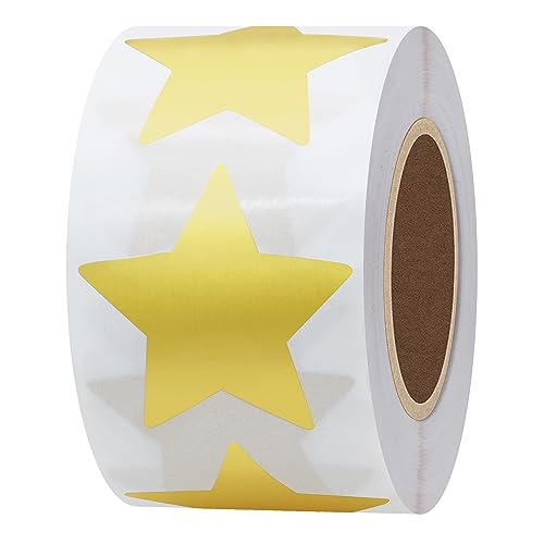 Hybsk(TM) 3,8 cm Gold-Metallic-Folie, sterneförmig, Papieraufkleber, Verpackung, Siegeln, Basteln, Hochzeit, Gastgeschenk, Etiketten, 500 Stück pro Rolle 1 Roll von HYBSK