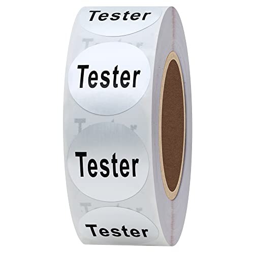 Hylabelest Kosmetiktester-Aufkleber, rund, 20 mm, insgesamt 500 selbstklebende Etiketten pro Rolle (Silber) von HYBSK