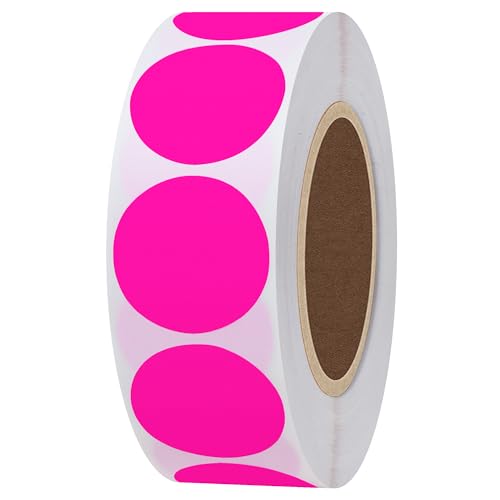 Hybsk 25mm Runde leere fluoreszierende rosa Paster Aufkleber Insgesamt 1000 Punkte Target Selbstklebend pro Rolle von HYBSK