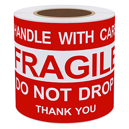 Hybsk 7,6 x 12,7 cm Klebeetiketten mit Aufschrift "Do Not Drop Thank You Fragile", 7,6 x 12,7 cm von HYBSK