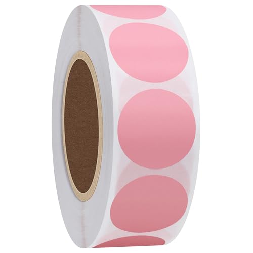 Hylabelest Farbkodierungs-Etiketten, 25 mm, rund, Naturpapier, Rosa, Aufkleber, Klebeetiketten, 1.000 Stück pro Rolle (Rosa) von HYBSK