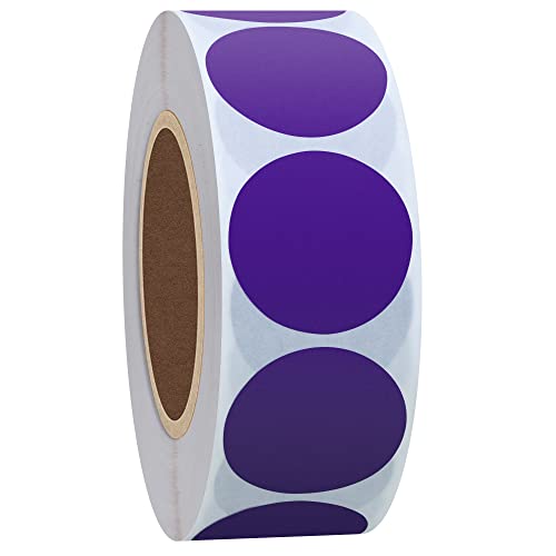 Hybsk Farbcodierungsetiketten, 2,5 cm, rund, natürliches Papier, violett, selbstklebend, 1.000 Stück pro Rolle (lila) von HYBSK