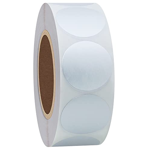 Hylabelest Farbcodierungsetiketten, 2,5 cm, rund, natürliches Papier, silberfarben, selbstklebend, 1.000 Stück pro Rolle (Silber) von HYBSK