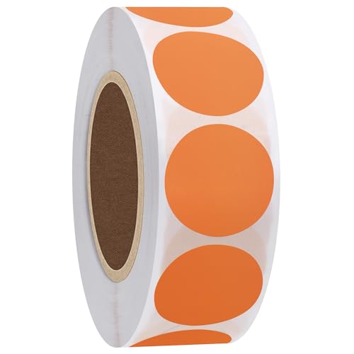 Hybsk Farbkodierungspunkte, 25 mm, rund, orange, Klebeetiketten, 1.000 Stück pro Rolle (orange) von HYBSK
