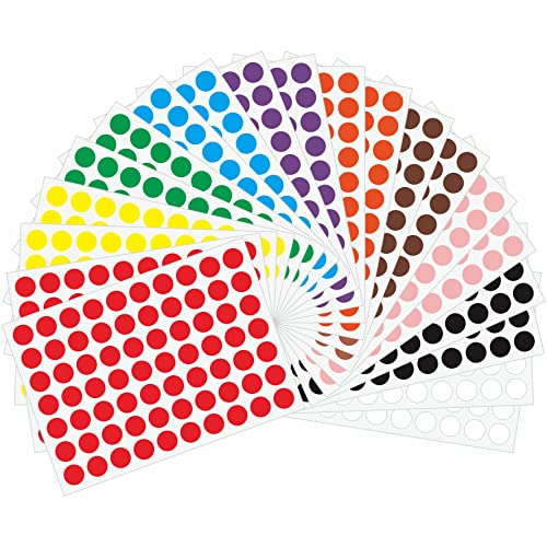 Hybsk Klebeetiketten, rund, 10 mm, 10 Farben, insgesamt 1400 Stück von HYBSK
