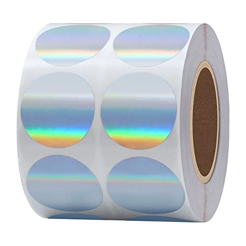 Hybsk Silberne holografische runde Punkt-Aufkleber, 2,5 cm, Farbcodierung, Punkte, insgesamt 1.000 Stück pro Rolle von HYBSK