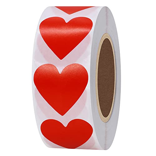 Hylabelest selbstklebende Etiketten aus Naturpapier, Herz-Motiv, Farbkodierung, 30 mm, Aufkleber, 1.000 pro Rolle rot von HYBSK