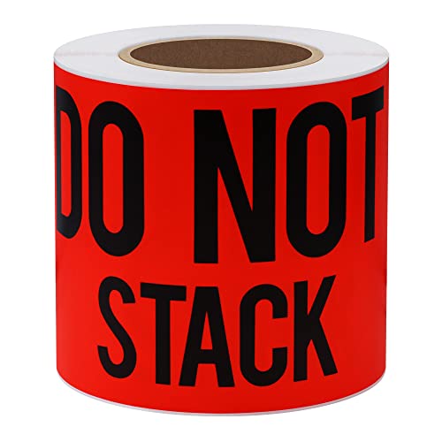 Hylabelest Aufkleber "Handle with Care Do Not Stack", selbstklebend, 76 x 127 mm, insgesamt 100 Stück pro Rolle von HYBSK