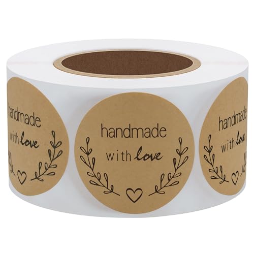 Hylabelest Olivenzweig-Aufkleber aus natürlichem Kraftpapier, handgefertigt, 3,8 cm, rund, insgesamt 500 Etiketten auf einer Rolle Hylabelest Olivenzweig-Aufkleber aus natürlichem Kraftpapier, handgefertigt, 3,8 cm, rund, insgesamt 500 Etiketten auf einer Rolle von HYBSK