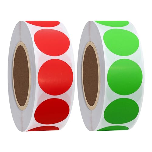 Hylabelest Farbe Codierung Dot Etiketten 25 mm, rund, natur Papier Aufkleber selbstklebend Label grün + rot insgesamt 2 Rollen von HYBSK