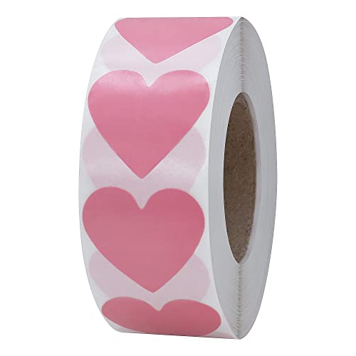 hybsk Pink Farbe Codierung Dot Etiketten 30 mm Love Herz natur Papier Aufkleber selbstklebend Label 1.000 Pro Rolle 1 roll rose von HYBSK
