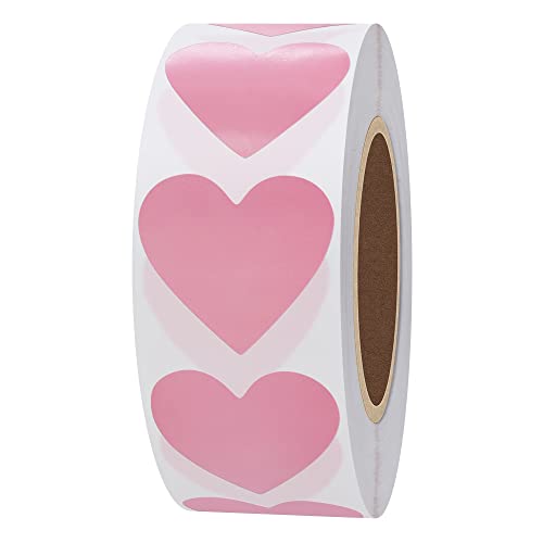 hybsk Pink Farbe Codierung Dot Etiketten 30 mm Love Herz natur Papier Aufkleber selbstklebend Label 1.000 Pro Rolle 1 roll rose von HYBSK